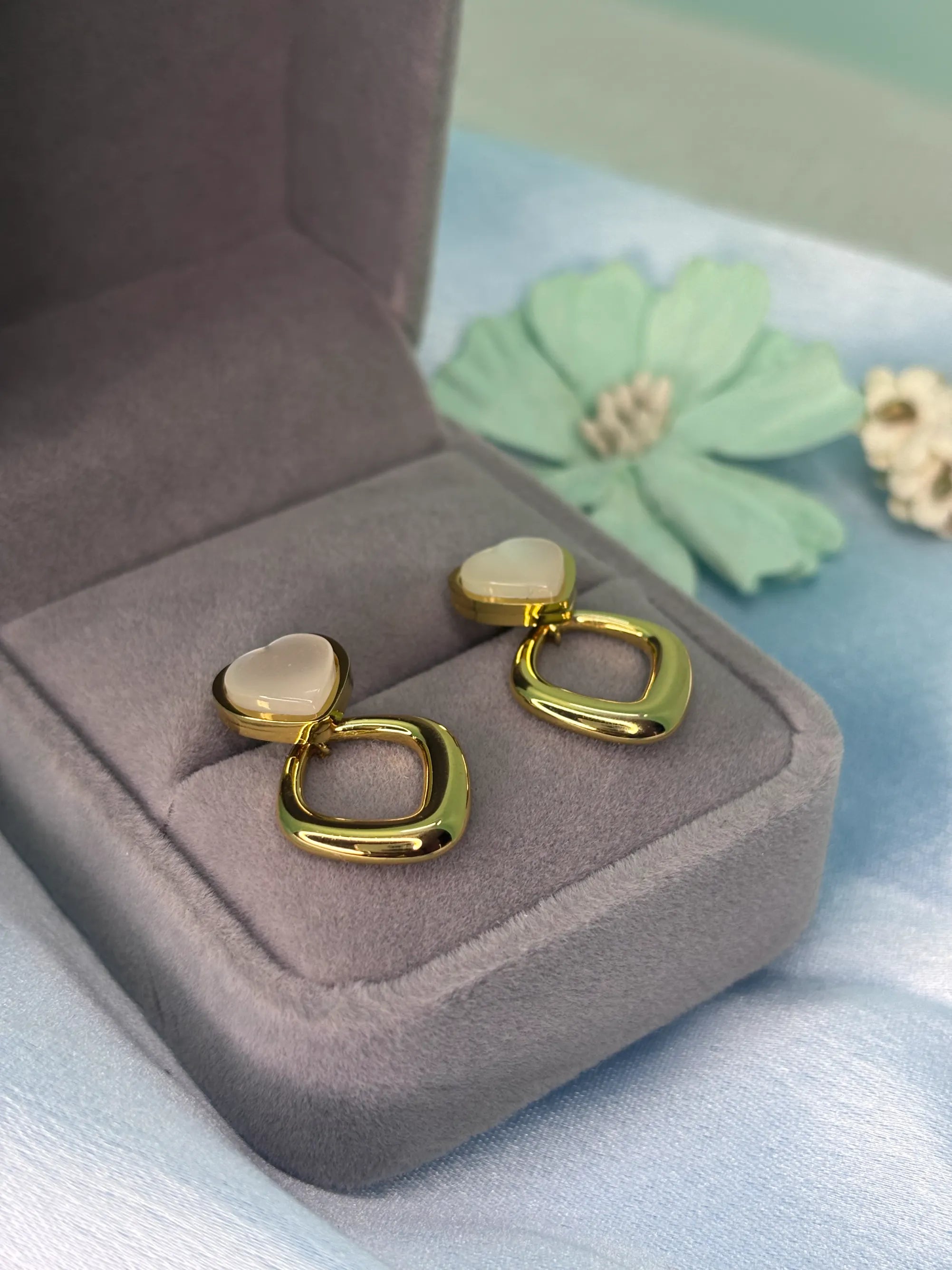 Heart & Gold Modern Drop Earrings (SKU: B4-ER-023)