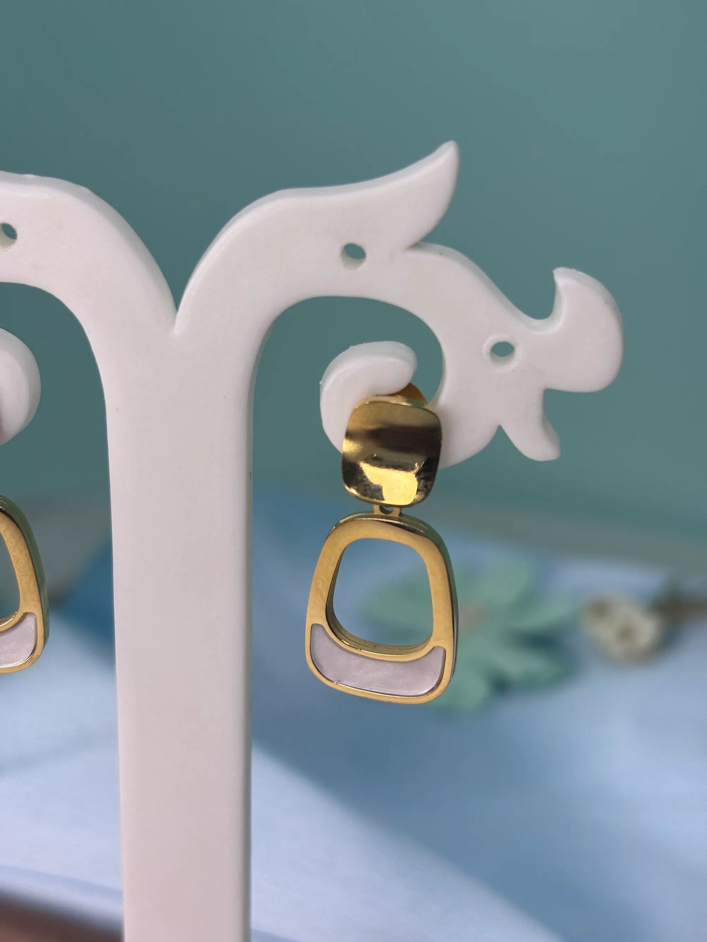 Modern Gold & Mother of Pearl Earrings (SKU: B4-ER-026)