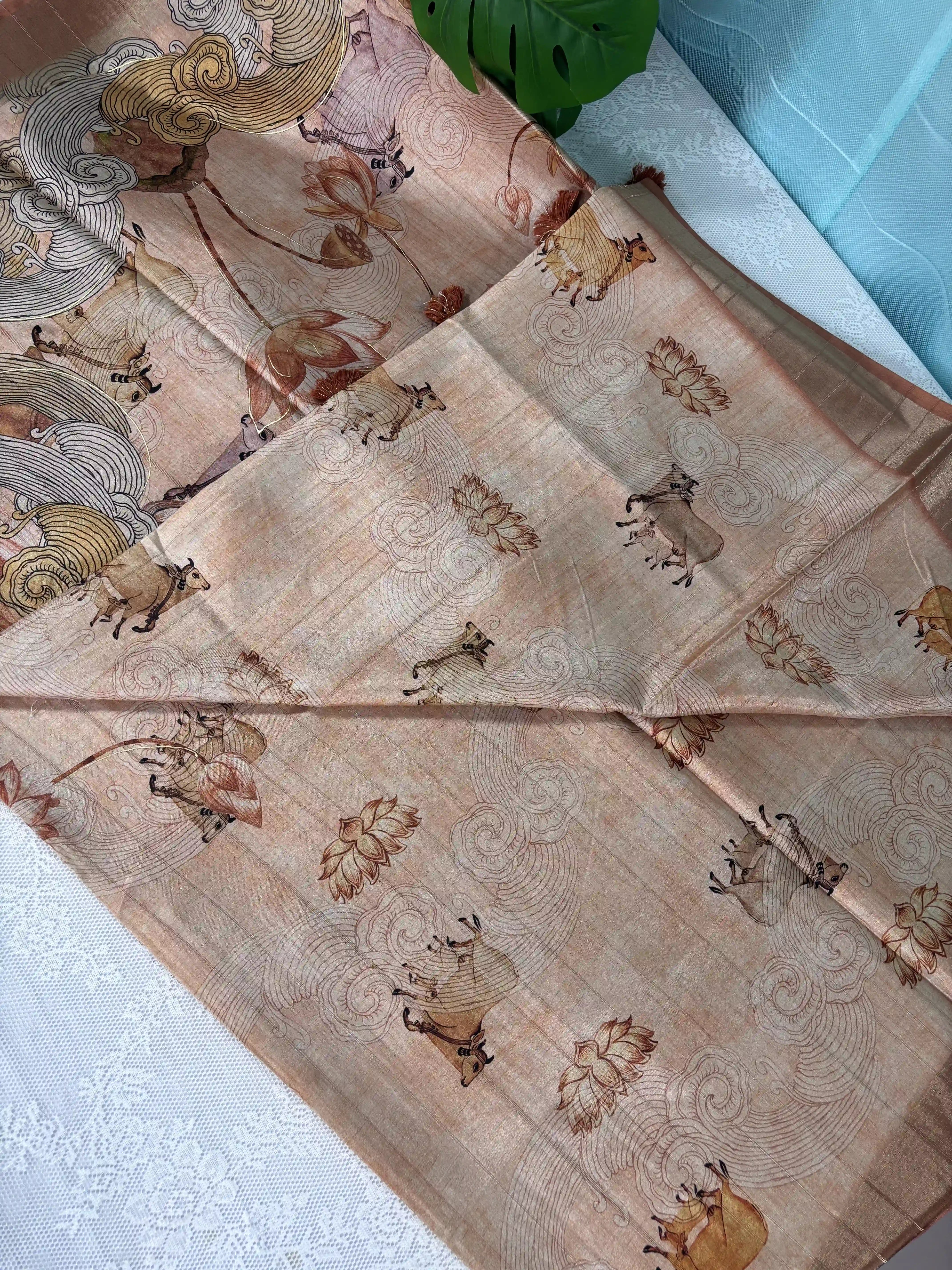 Manipuri Silk Saree with Pichwai Print (SKU: L2-002)