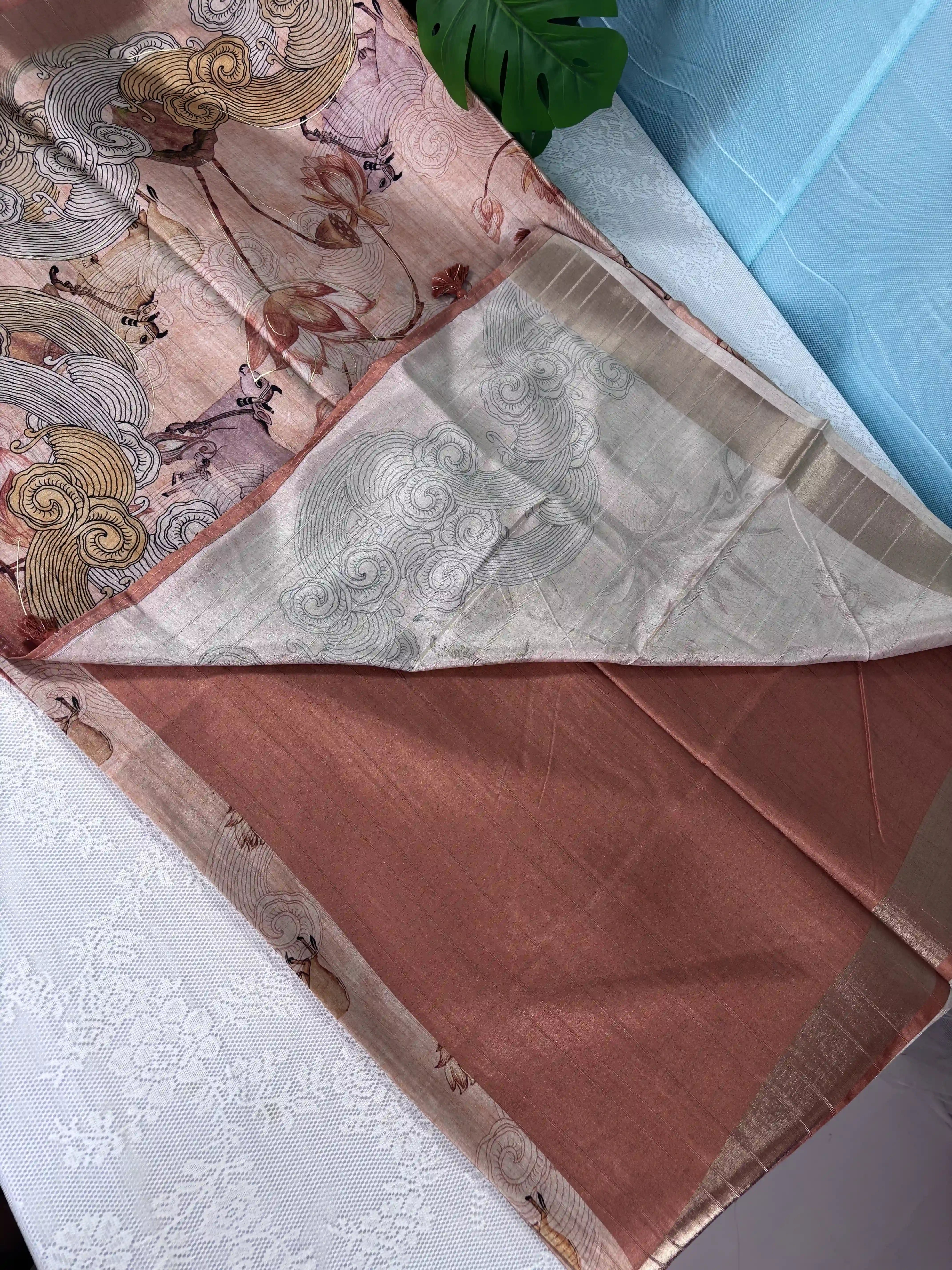 Manipuri Silk Saree with Pichwai Print (SKU: L2-002)