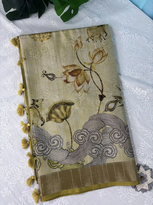 Manipuri Silk Saree with Pichwai Print (SKU: L2-003)