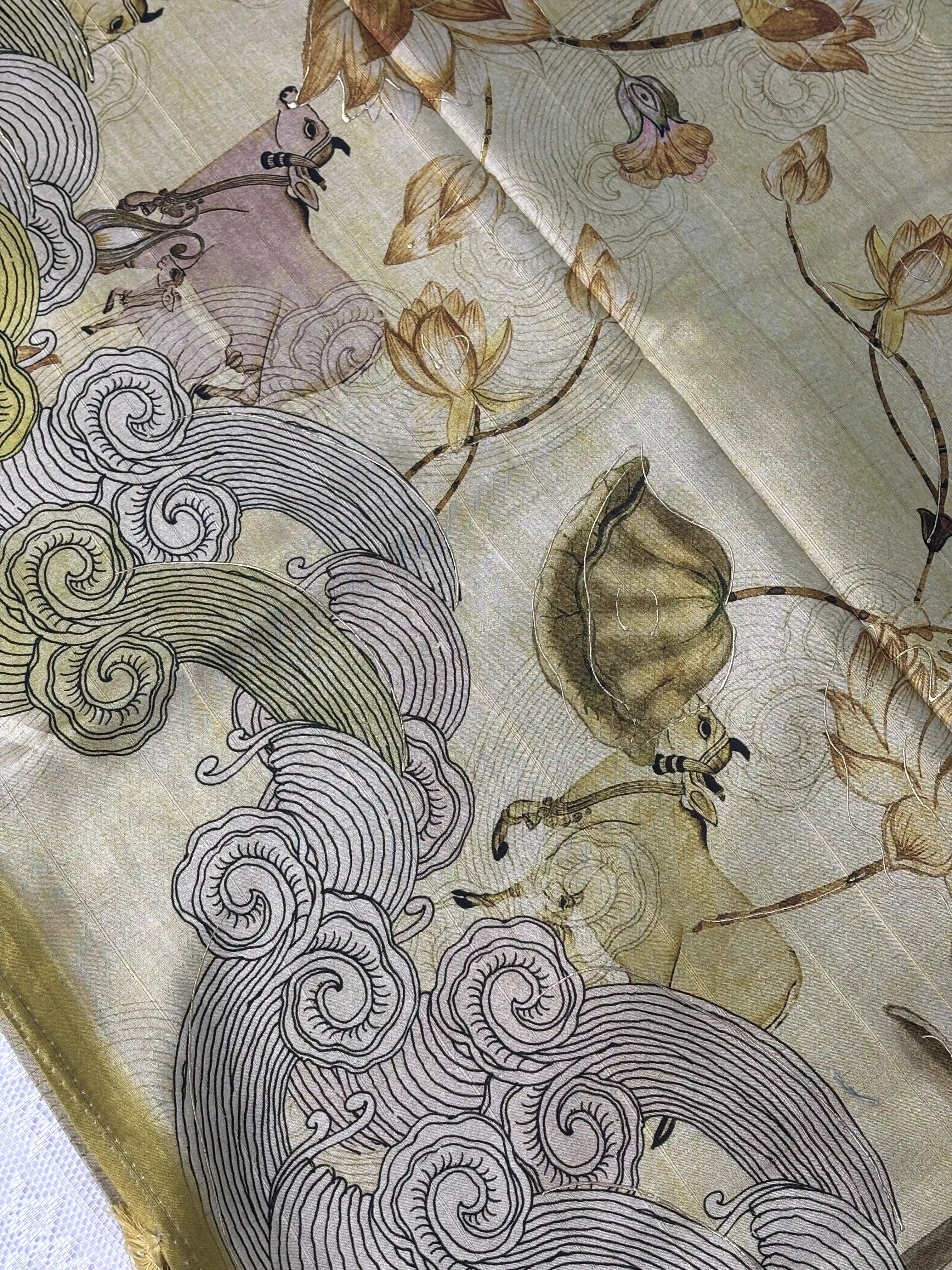 Manipuri Silk Saree with Pichwai Print (SKU: L2-003)