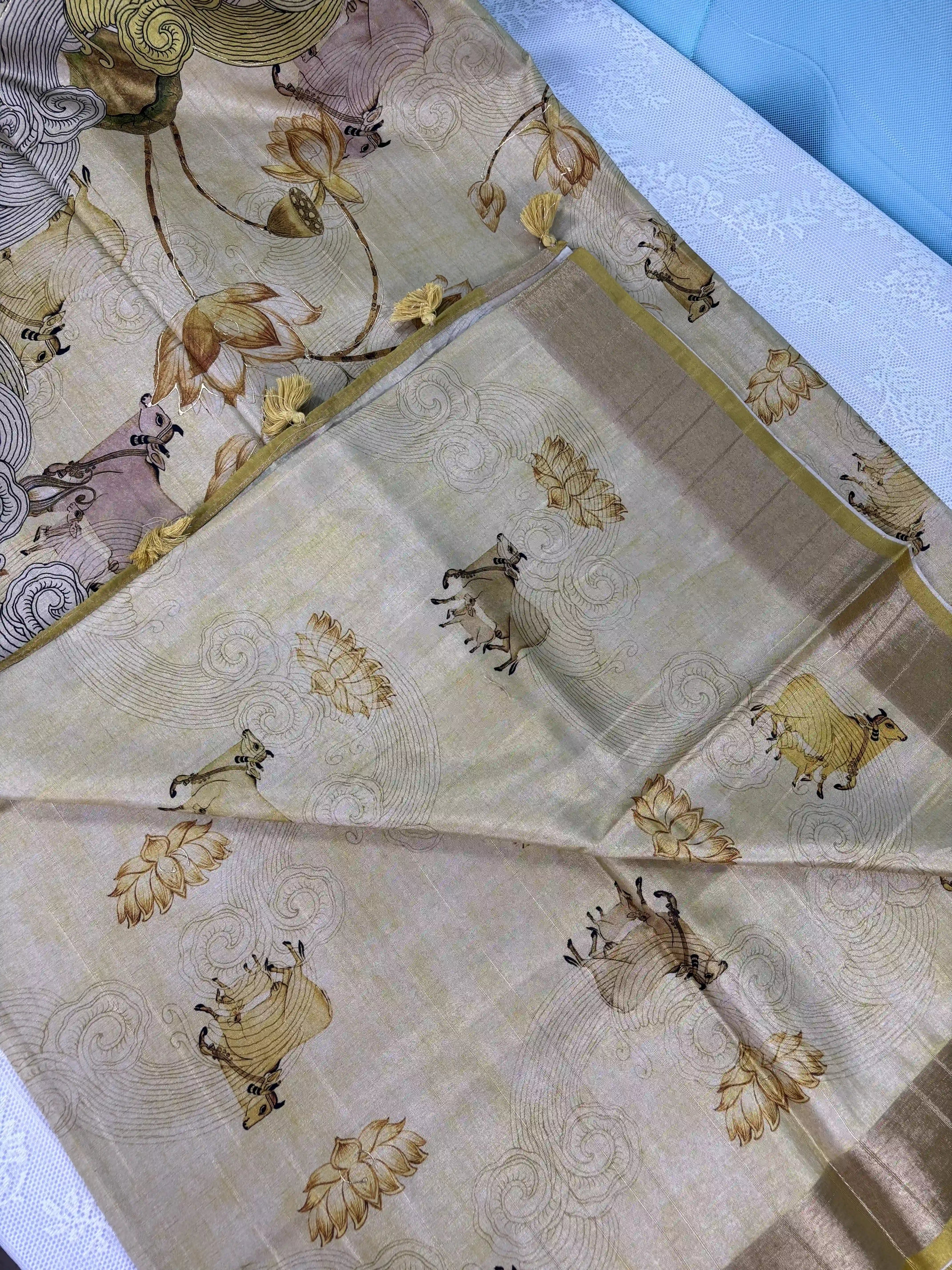 Manipuri Silk Saree with Pichwai Print (SKU: L2-003)