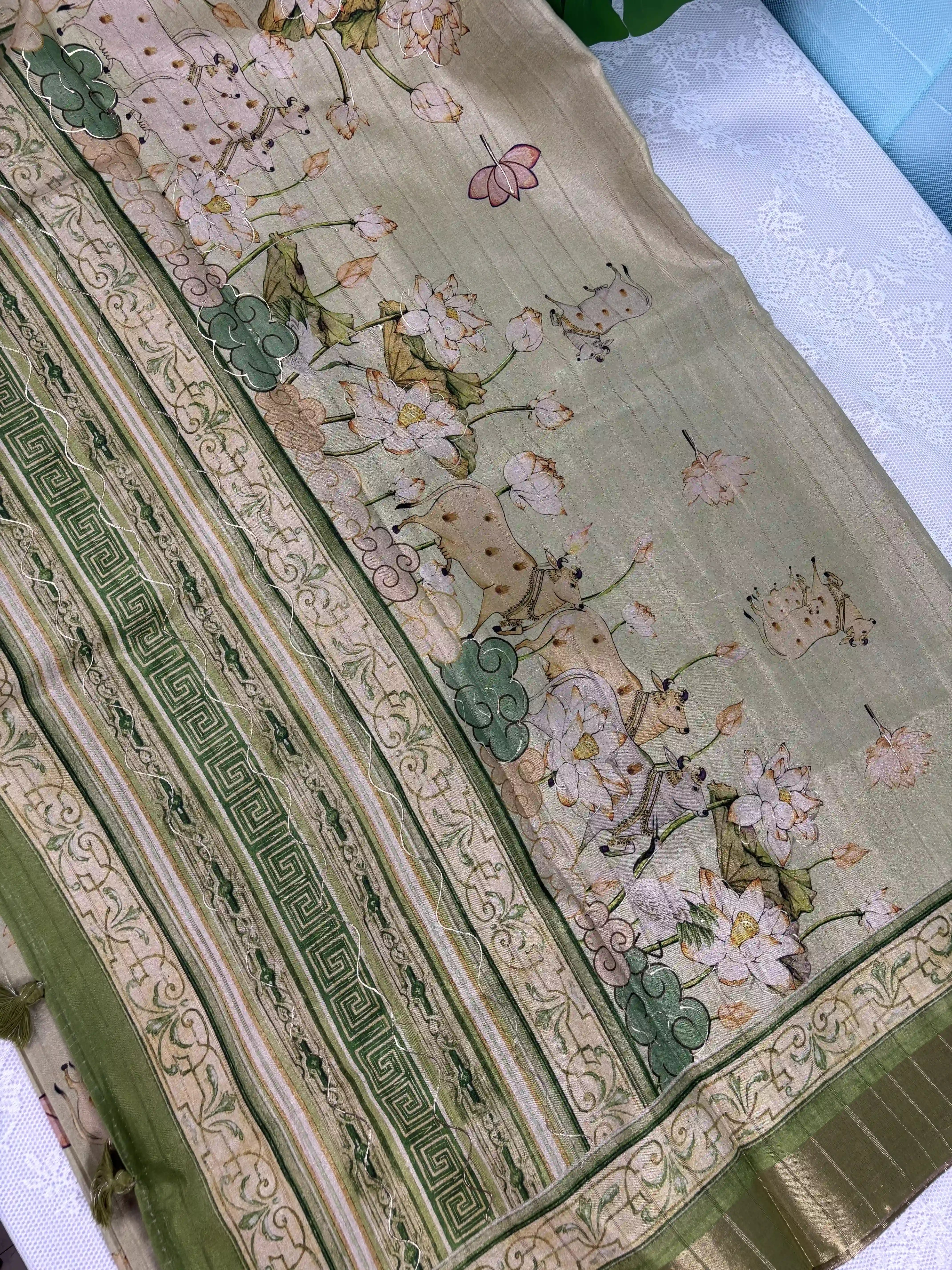 Manipuri Silk Saree with Pichwai Print (SKU: L2-004)