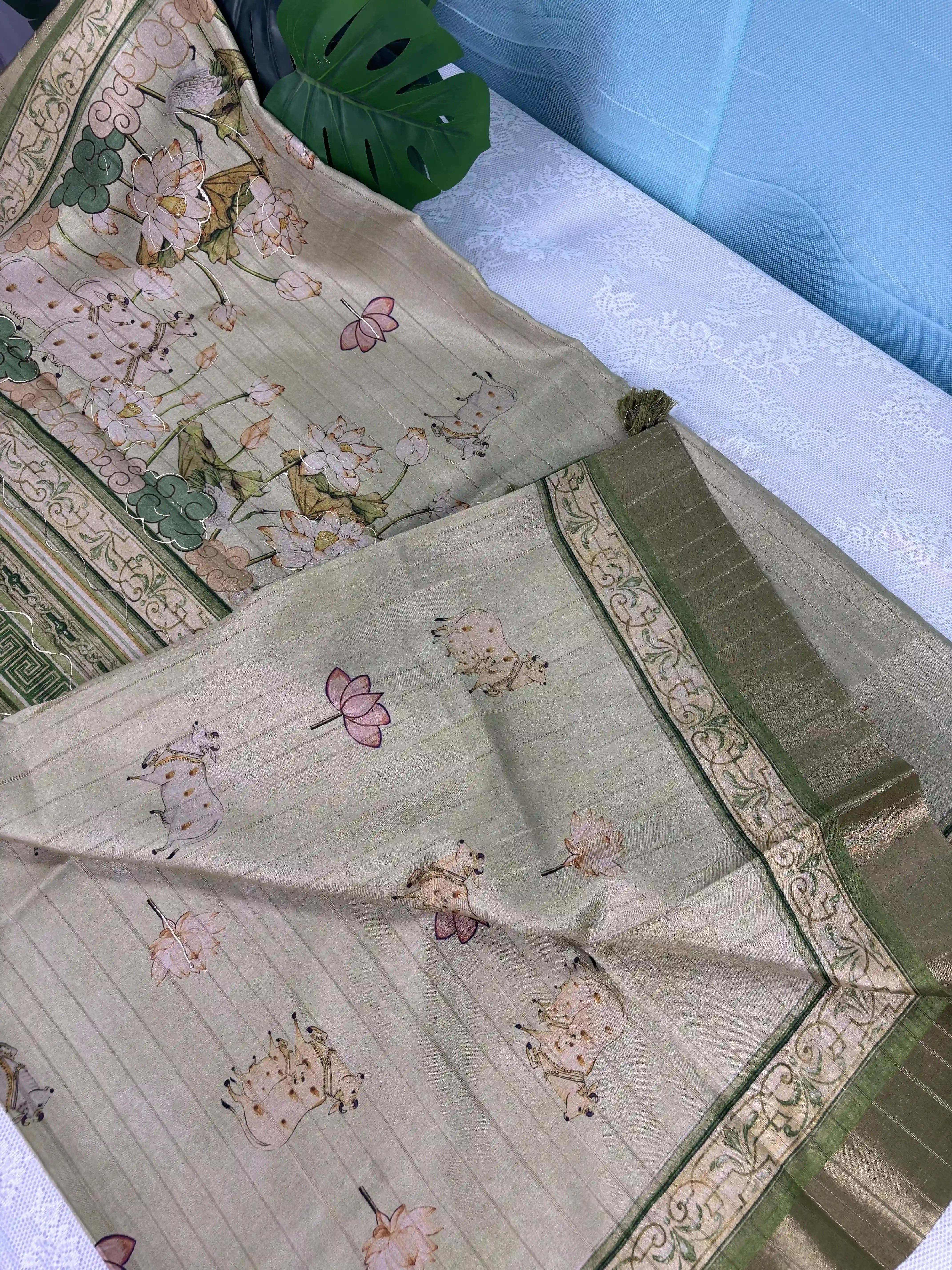 Manipuri Silk Saree with Pichwai Print (SKU: L2-004)