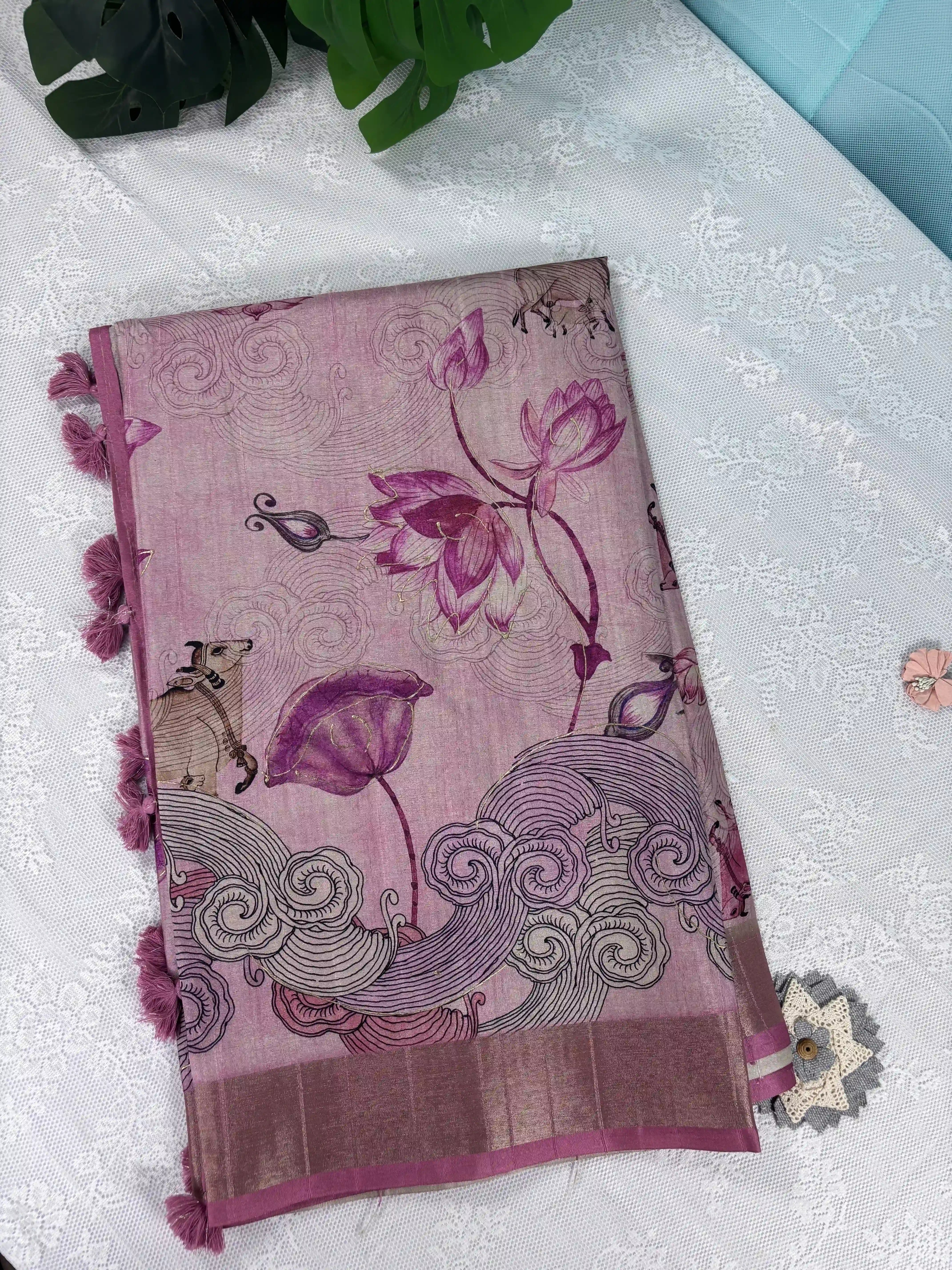 Manipuri Silk Saree with Pichwai Print (SKU: L2-005)