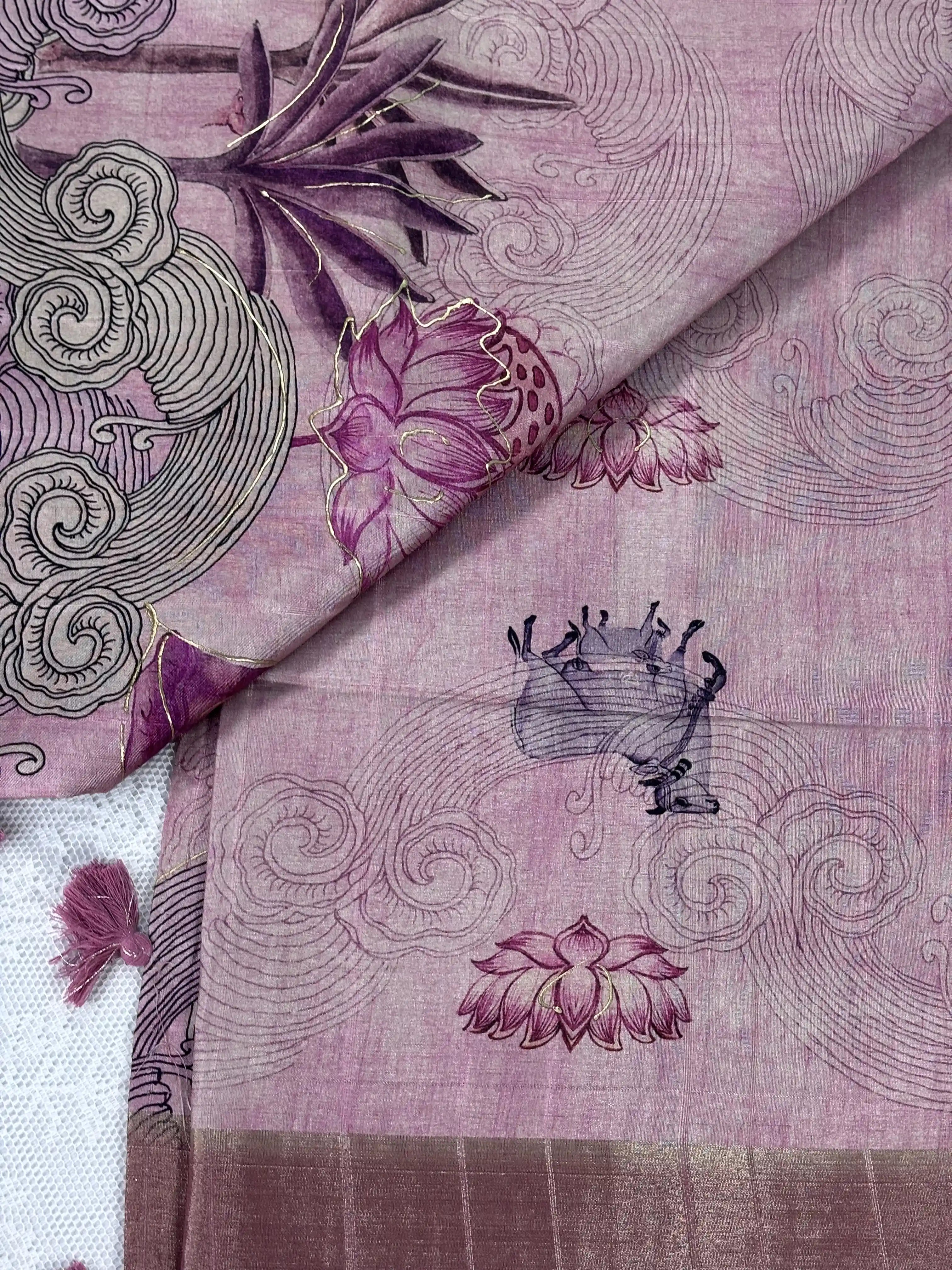 Manipuri Silk Saree with Pichwai Print (SKU: L2-005)