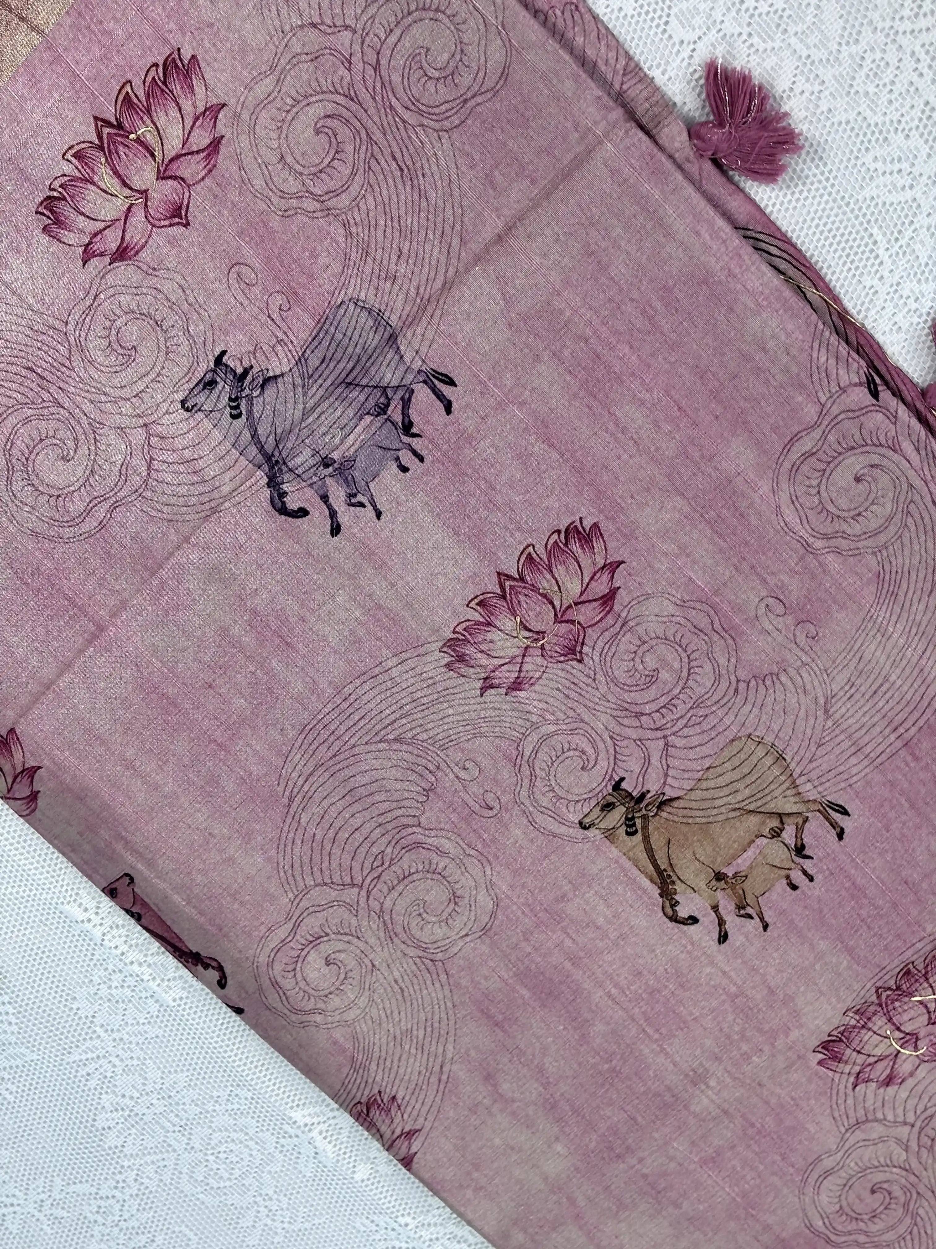 Manipuri Silk Saree with Pichwai Print (SKU: L2-005)