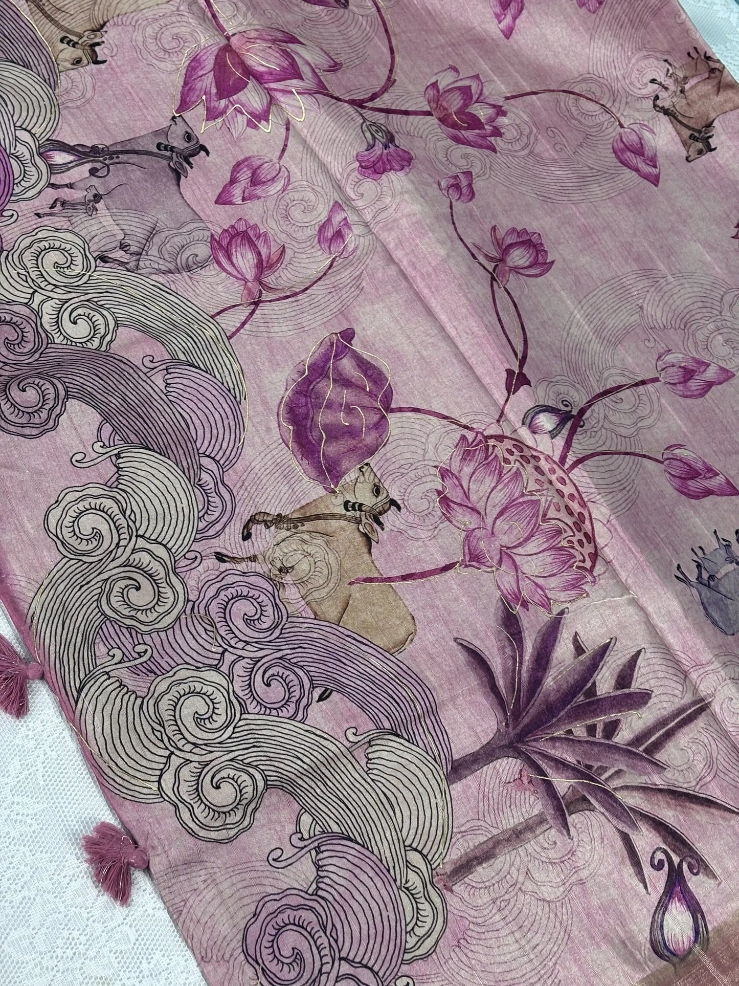 Manipuri Silk Saree with Pichwai Print (SKU: L2-005)