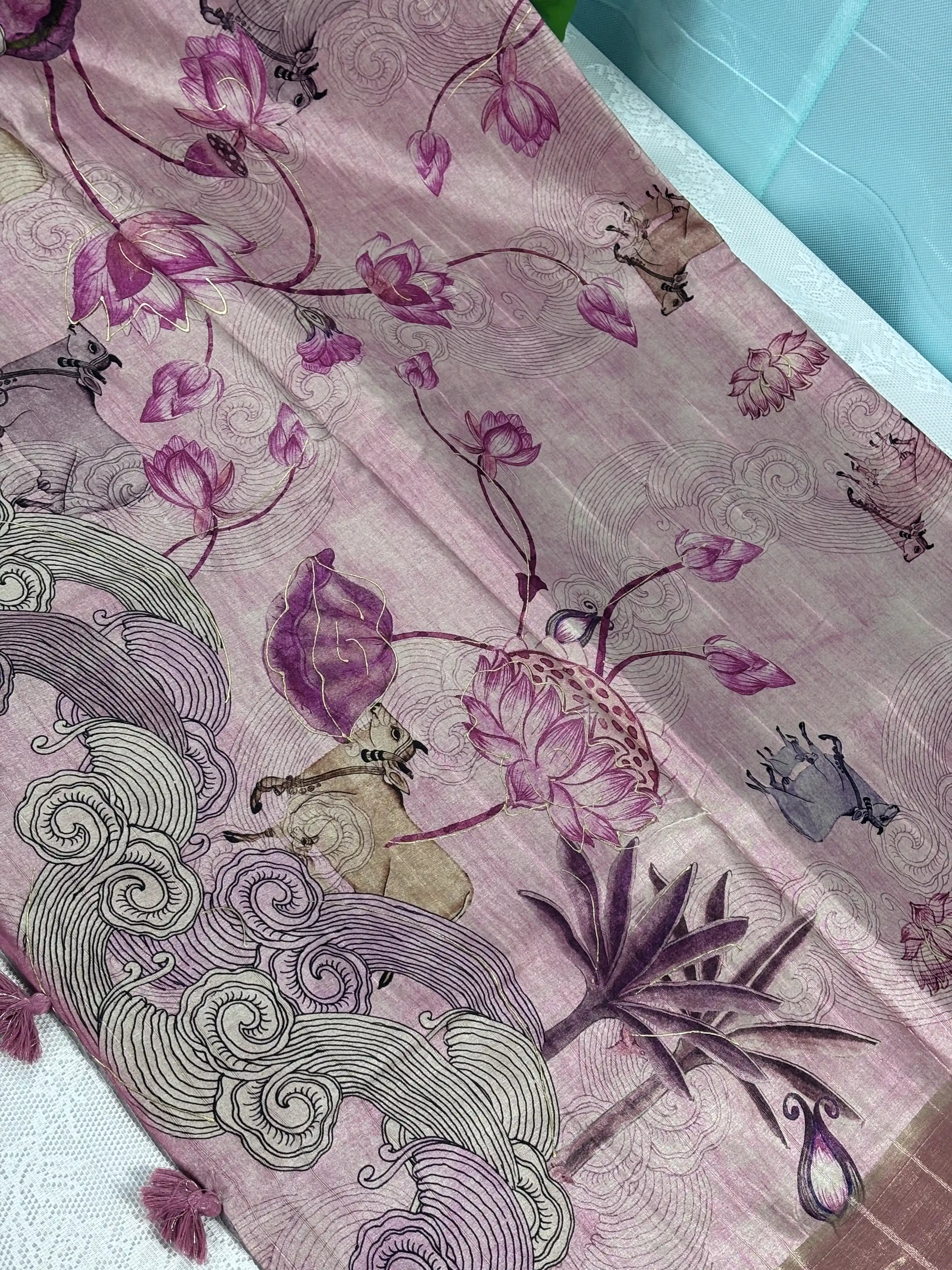 Manipuri Silk Saree with Pichwai Print (SKU: L2-005)