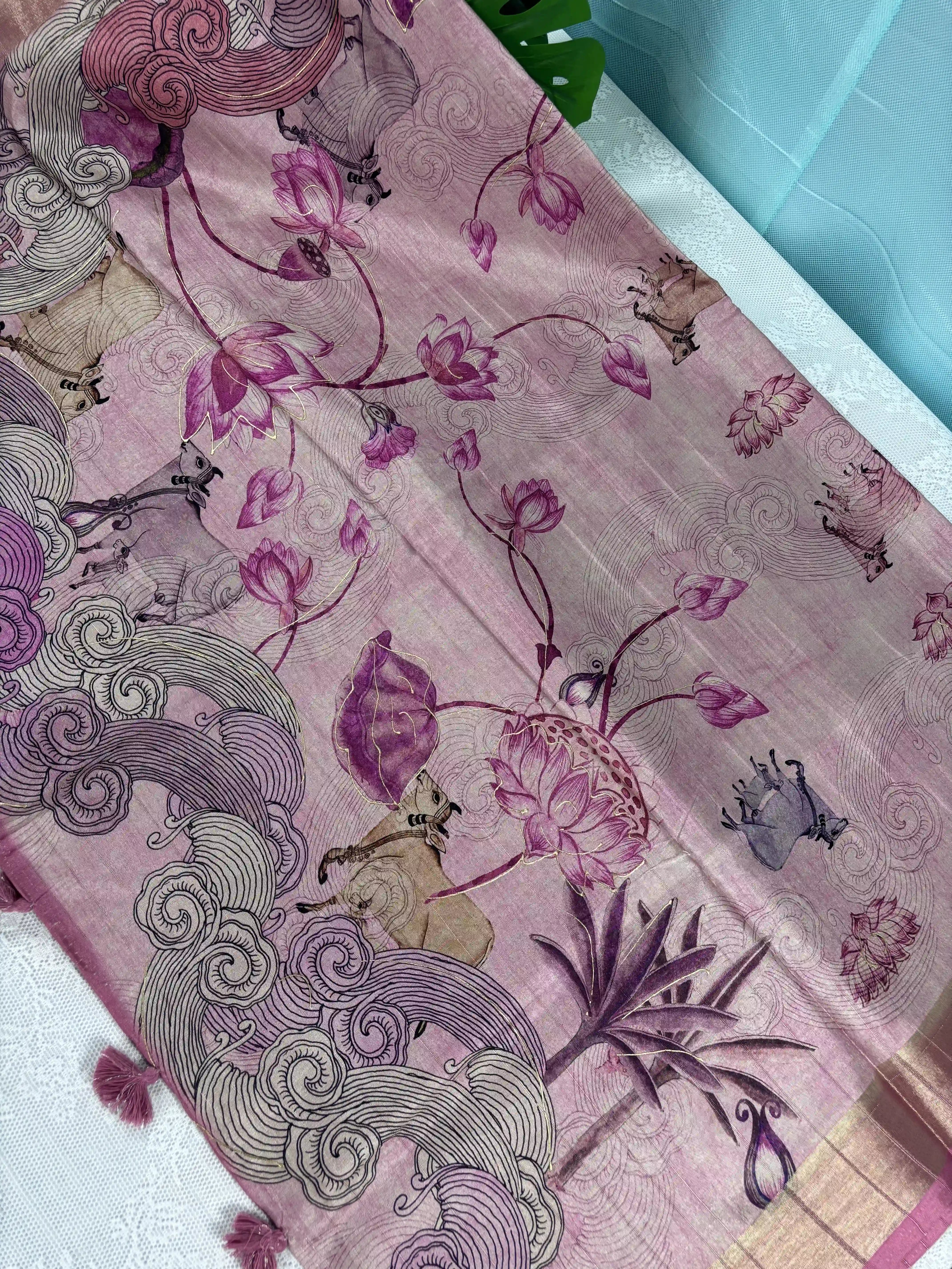 Manipuri Silk Saree with Pichwai Print (SKU: L2-005)