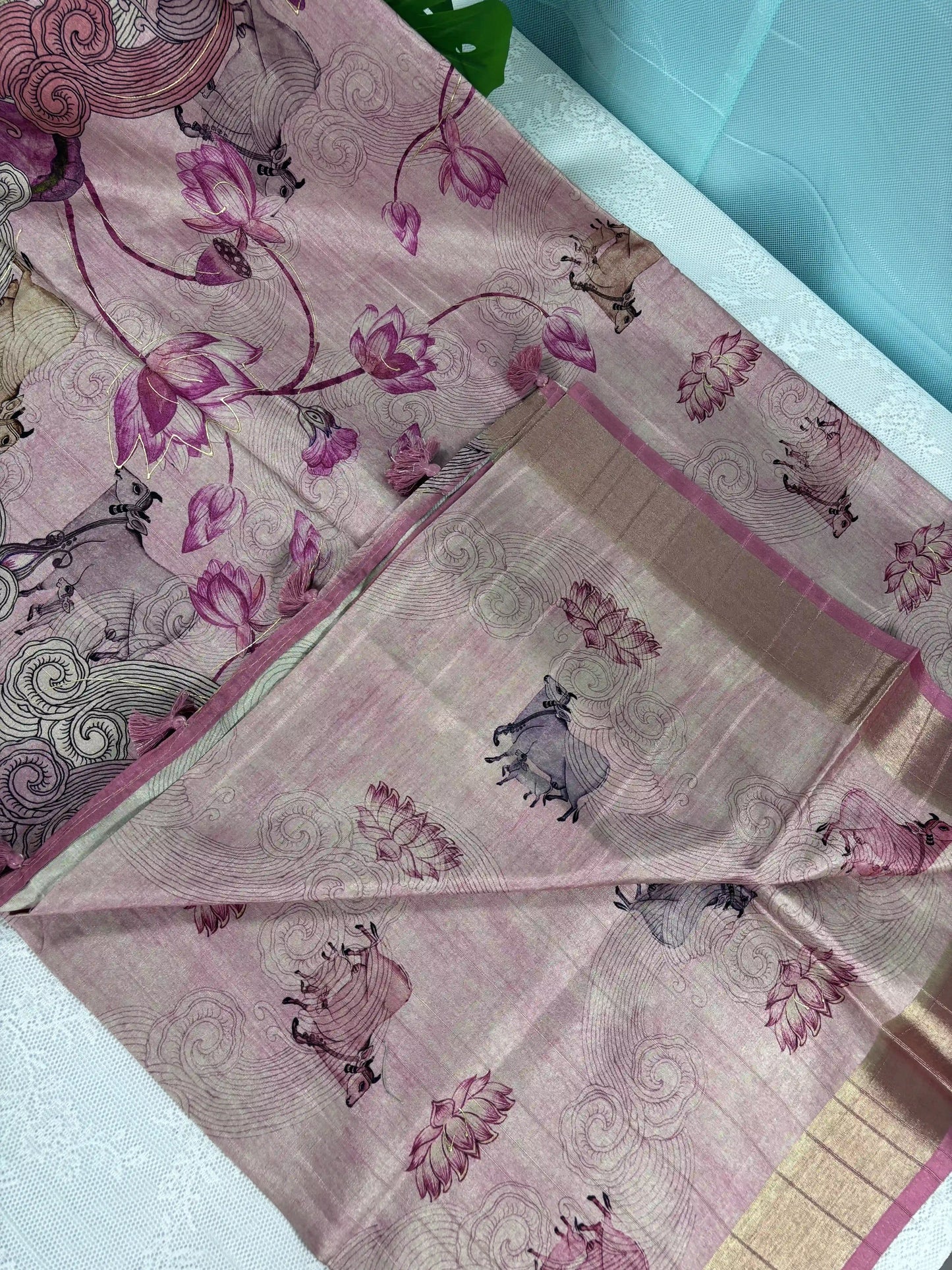 Manipuri Silk Saree with Pichwai Print (SKU: L2-005)