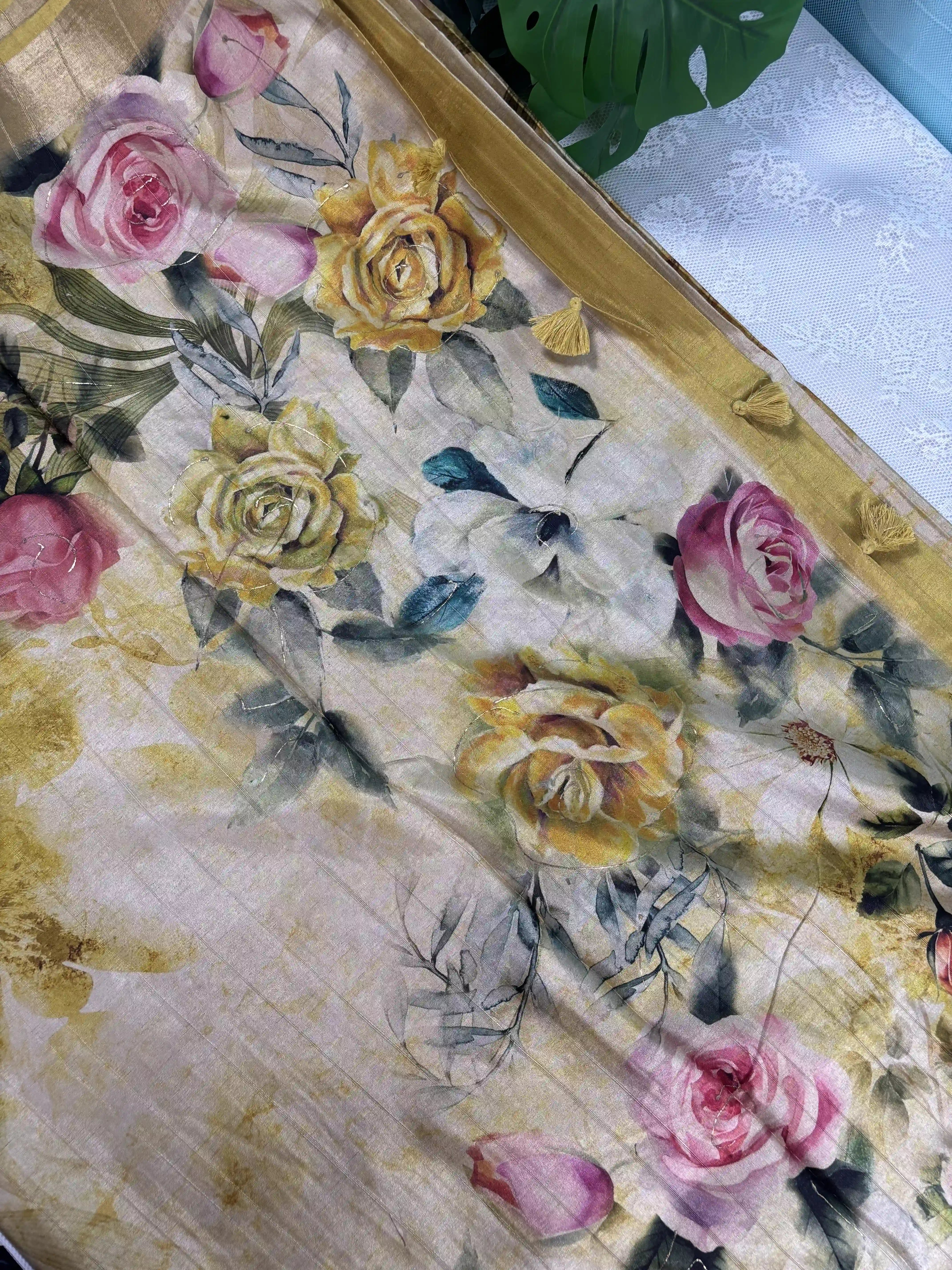 Floral Printed Manipuri Silk Saree (SKU: L2-007)