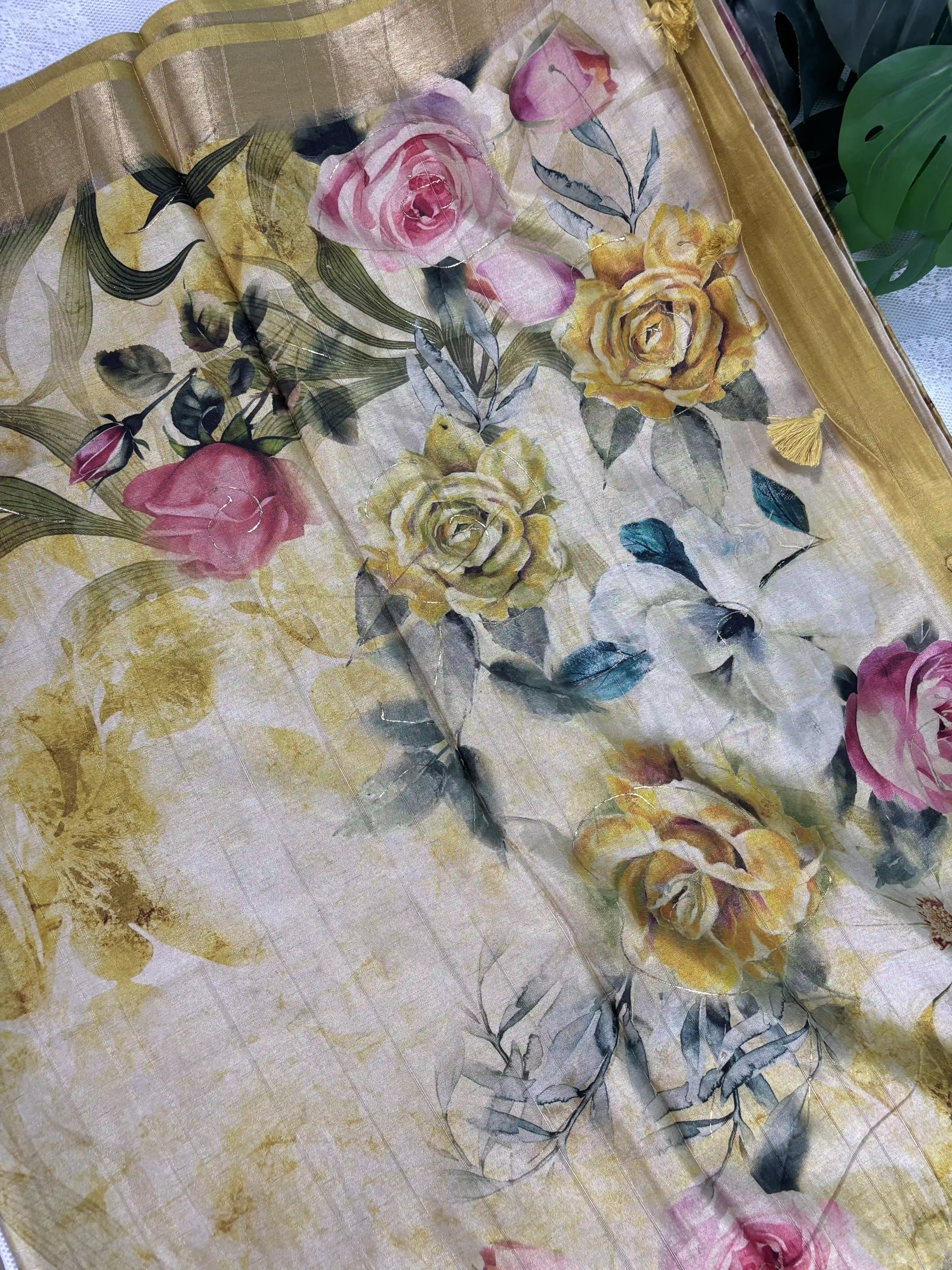 Floral Printed Manipuri Silk Saree (SKU: L2-007)