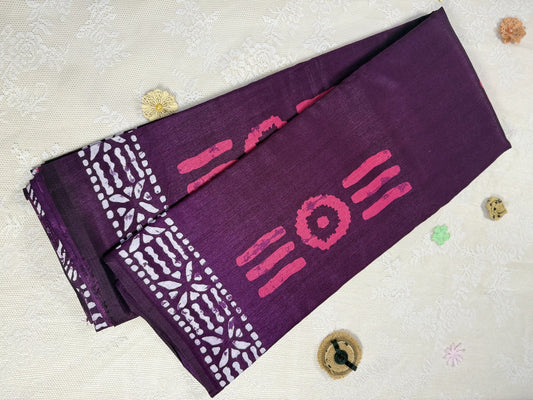 Everyday Tussar Saree: maroon Saree with round design body and white&maroon floral border