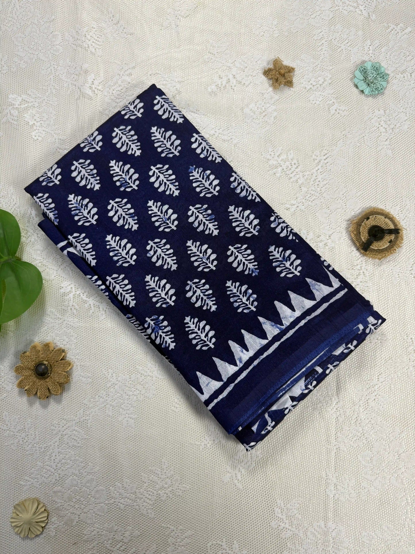 Everyday Tussar Saree: Dark Metallic Grey Saree with White and Black floral Motif body with black and white doodle art border