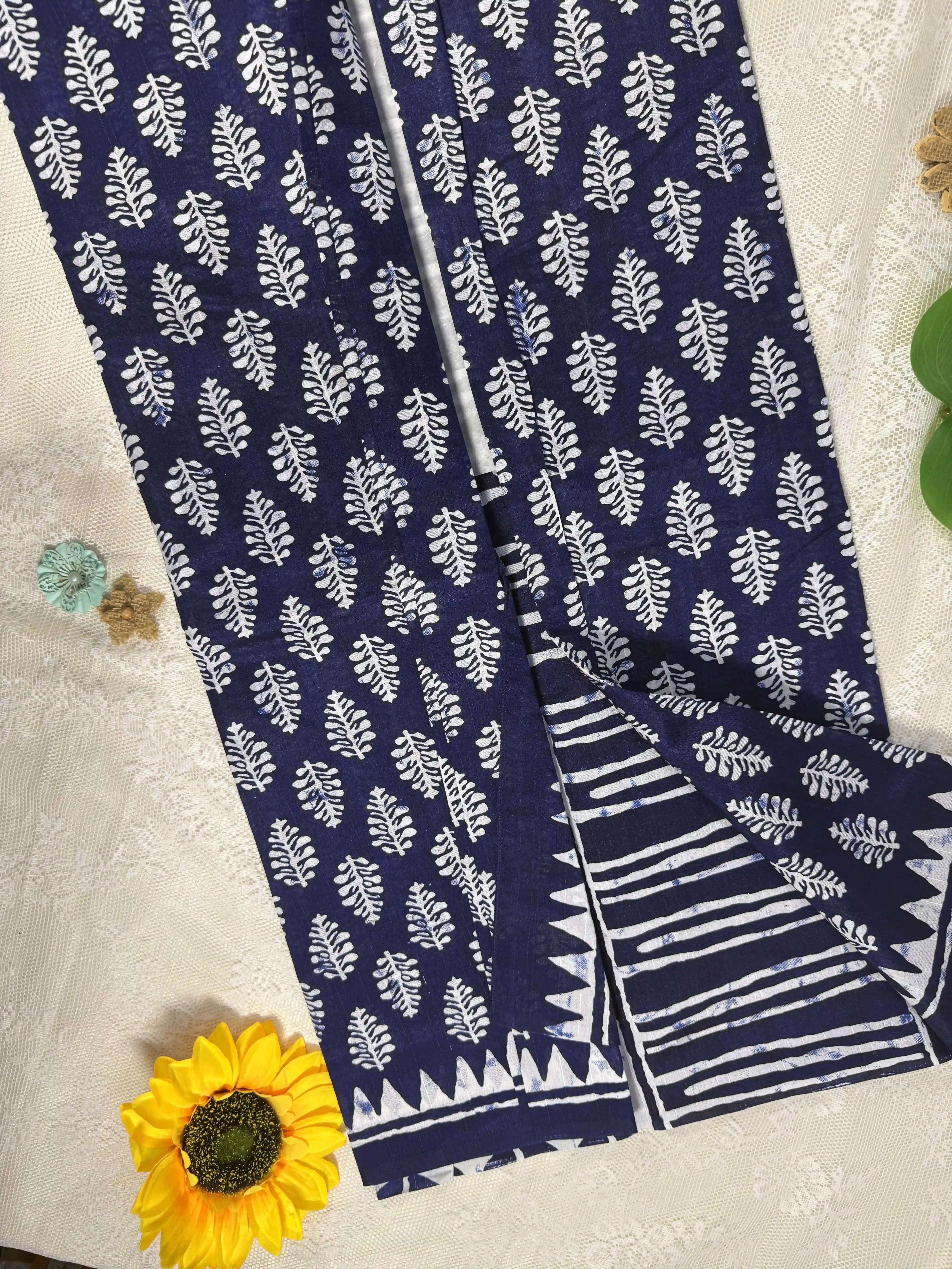 Everyday Tussar Saree: Dark Metallic Grey Saree with White and Black floral Motif body with black and white doodle art border