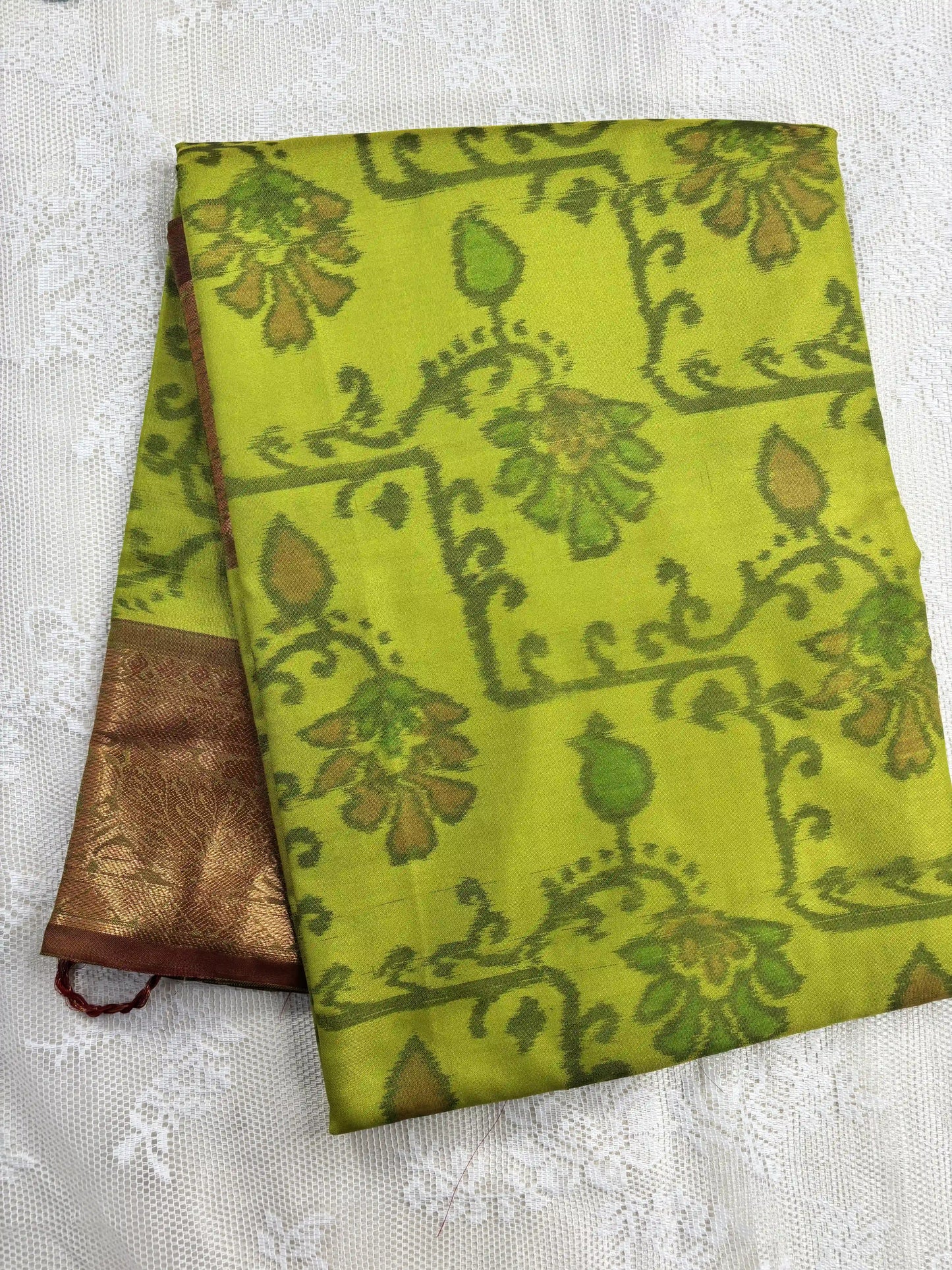 Green Floral Print - Pochampalli Soft Silk Saree