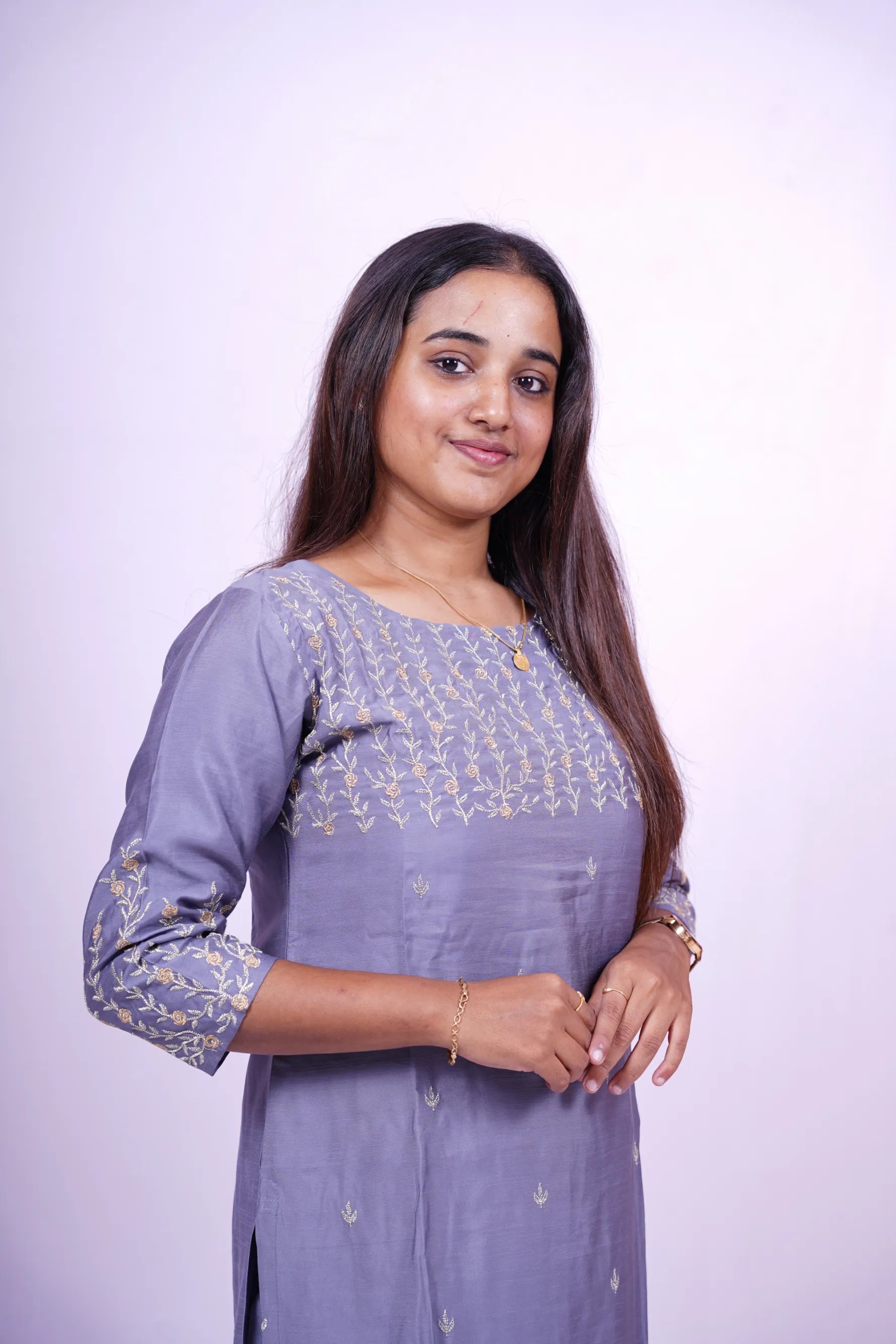 Elegant Lavender Embroidered Kurthi| Co-ords |R2-005