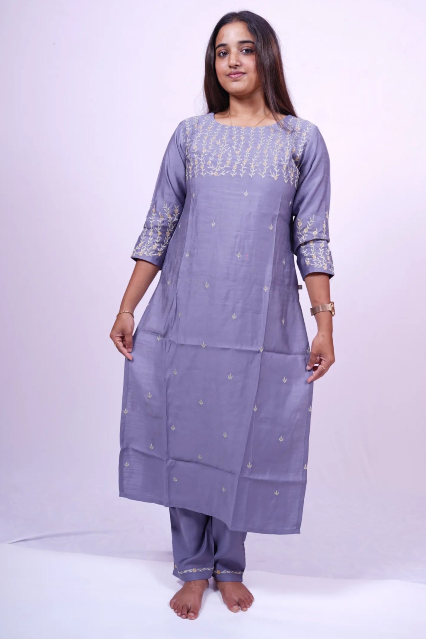 Elegant Lavender Embroidered Kurthi| Co-ords |R2-005