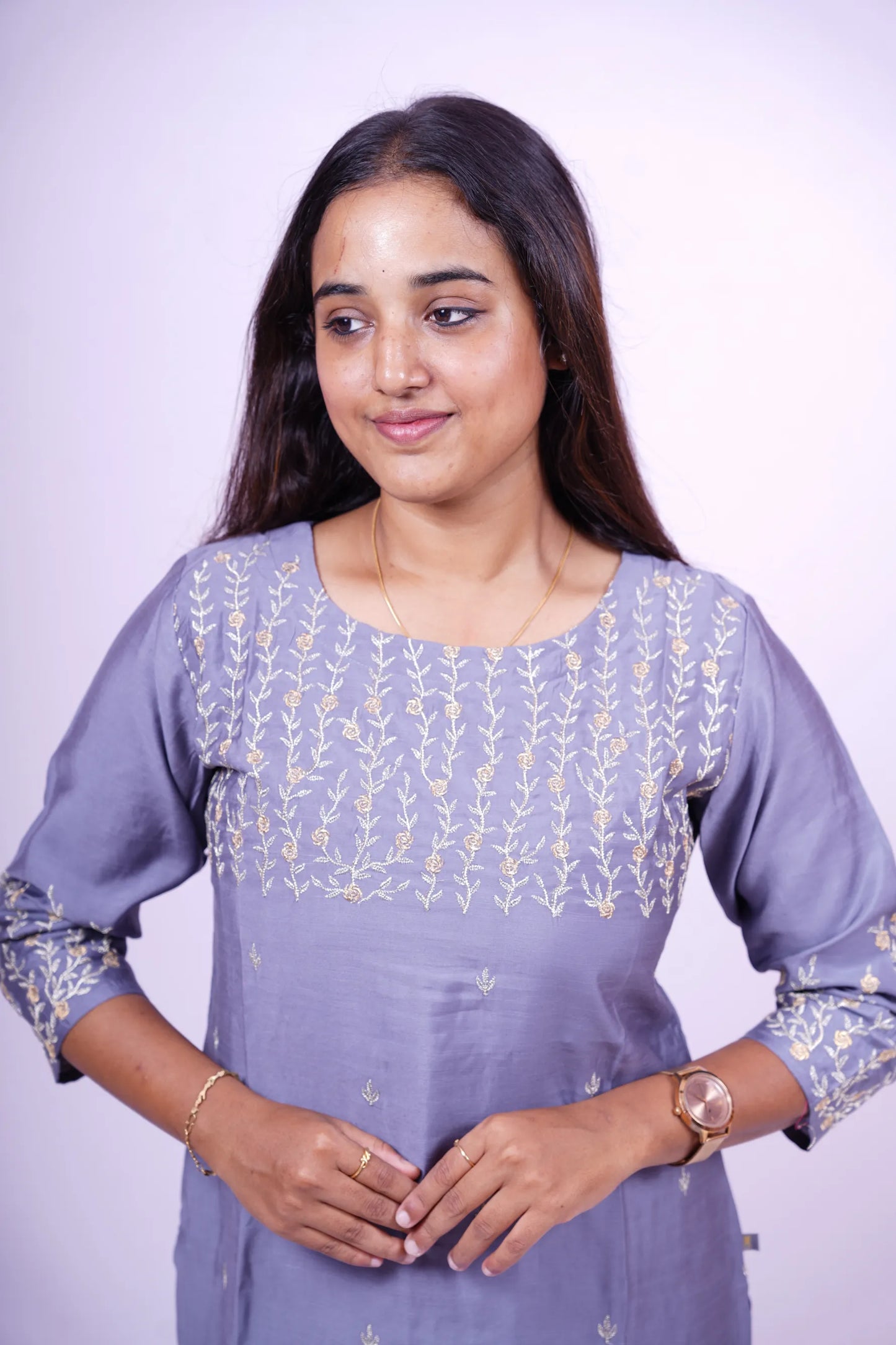 Elegant Lavender Embroidered Kurthi| Co-ords |R2-005