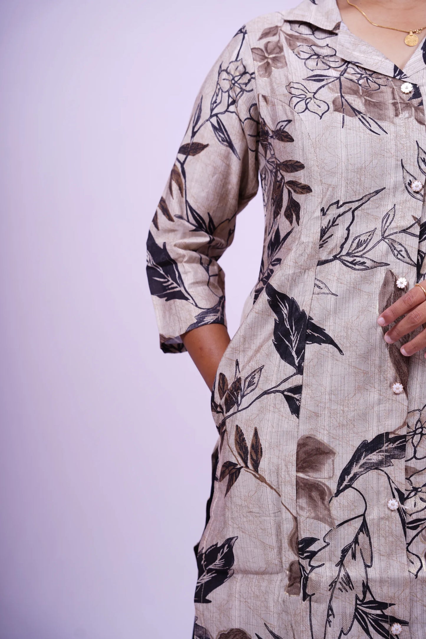 Boho Chic Floral Print Kurthi| 2-Piece Kurthi Set |S2-003