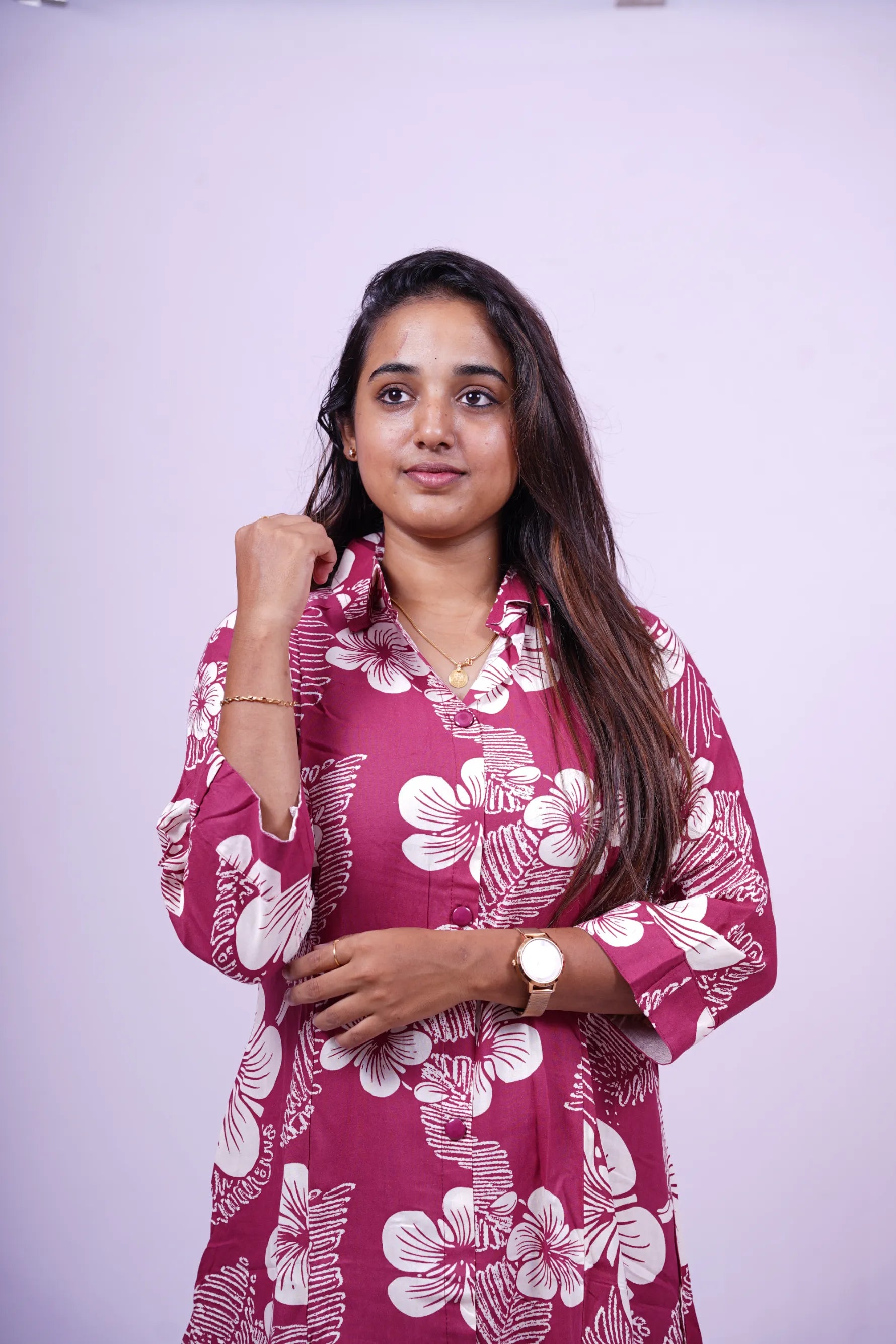 Red Floral Cotton 2 - Piece Kurthi Set | R2-003