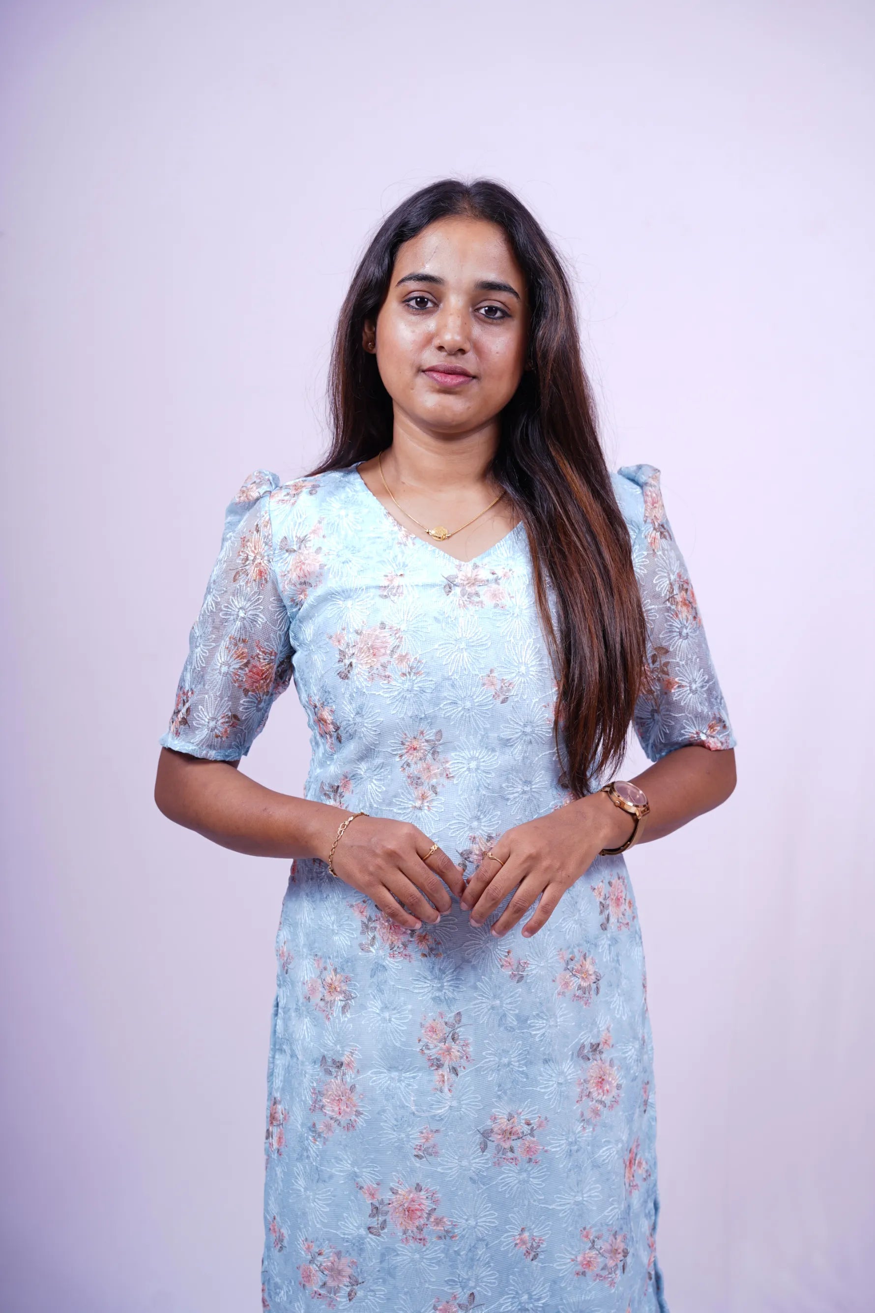 Custom-Made Light Blue Organza Kurti | USK-M2O-003