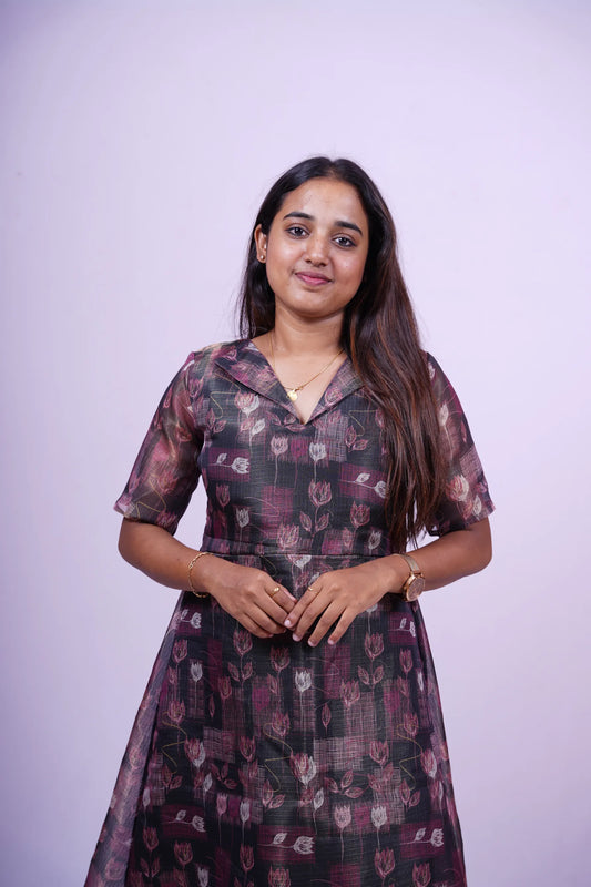 Custom-Made Brown Organza Kurti | USK-M2O-002