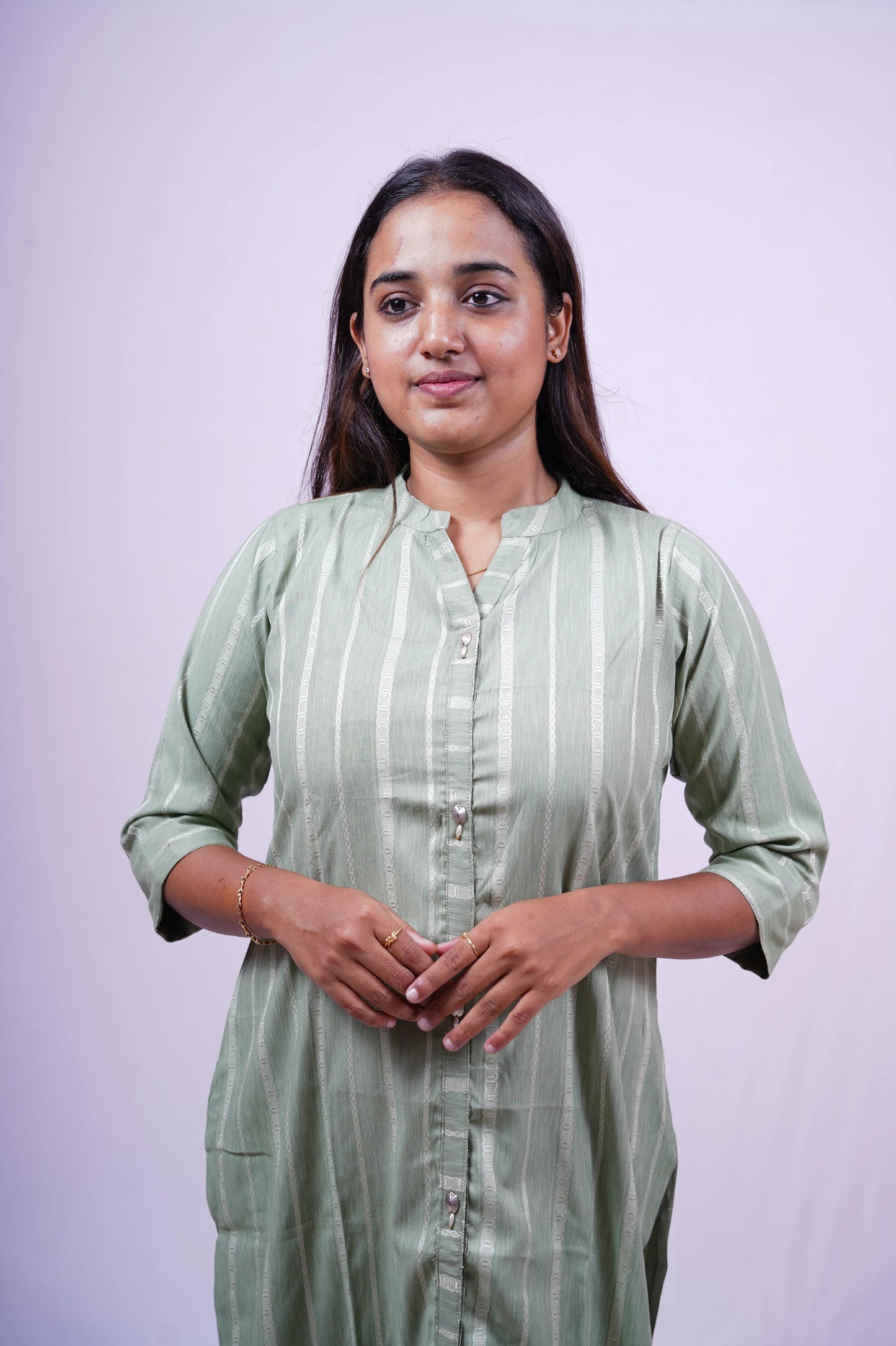 Light Green Striped Kurthi | S1-001