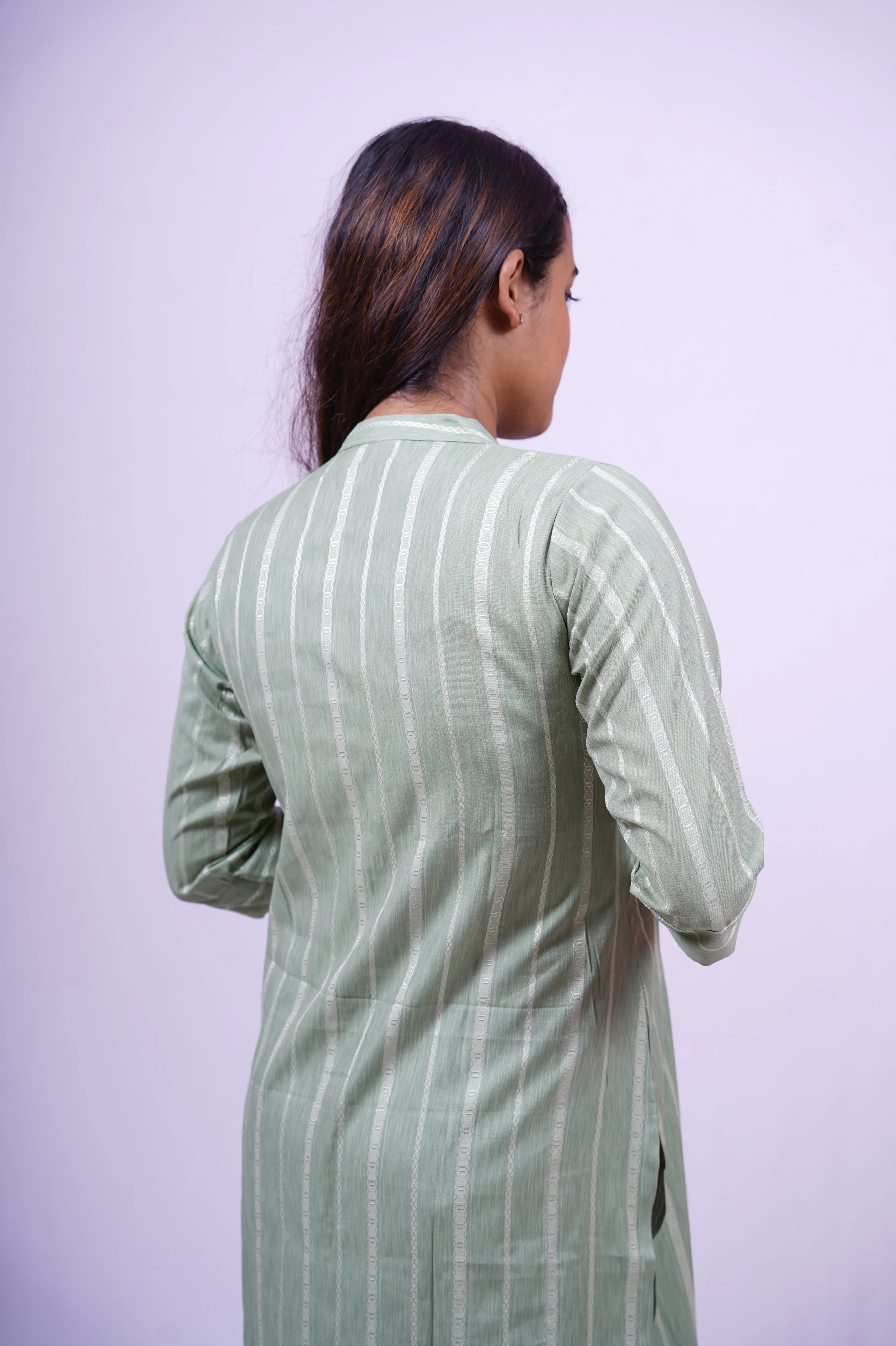 Light Green Striped Kurthi | S1-001