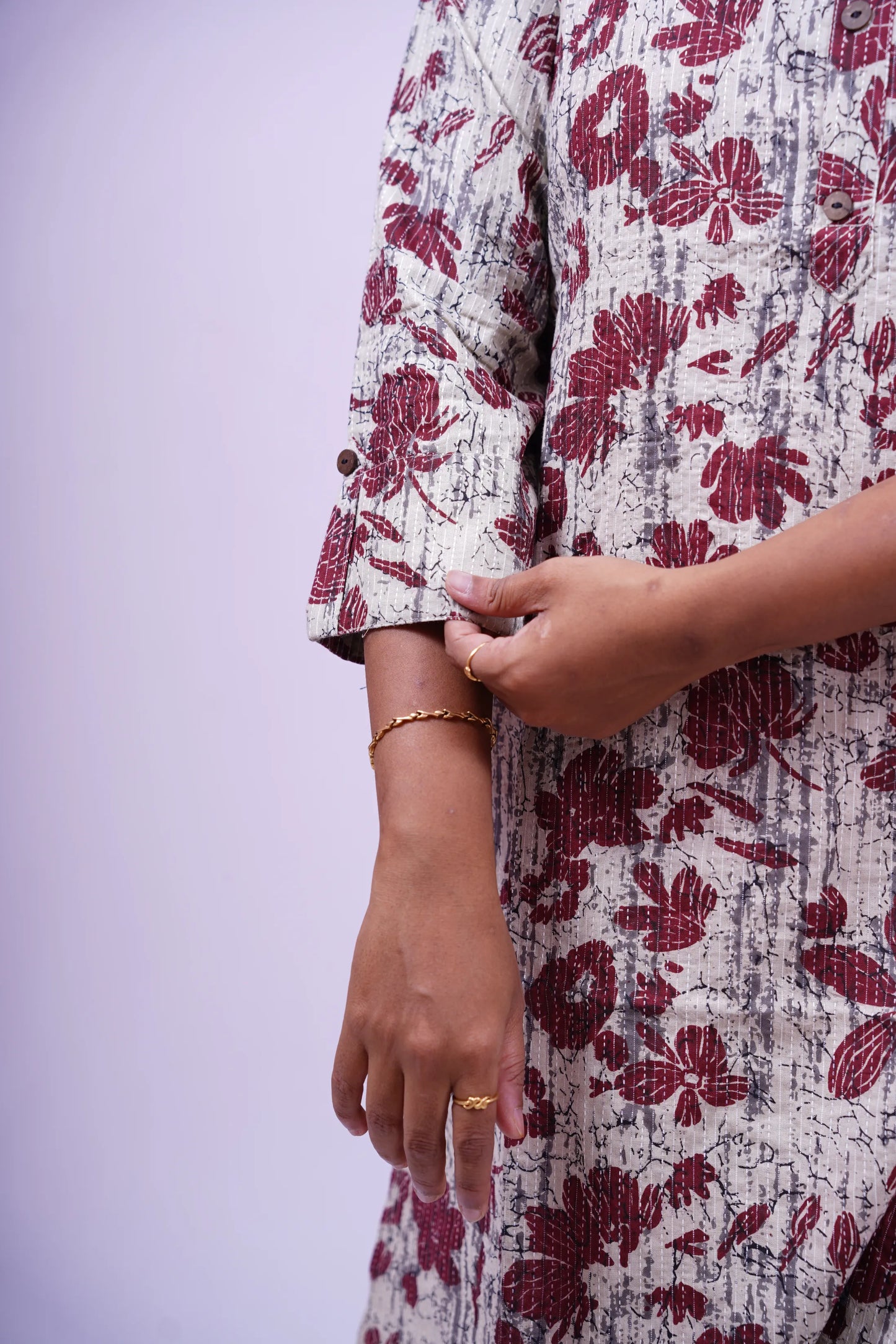 Brown-Maroon Floral Print Kurthi | Q1-002